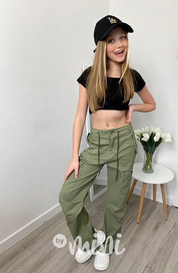 Maxi fashion švédy se šňůrkami khaki