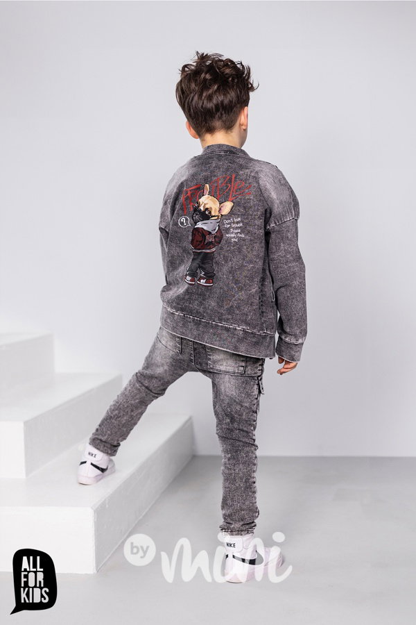 All for kids mikinová bunda Trouble denim black