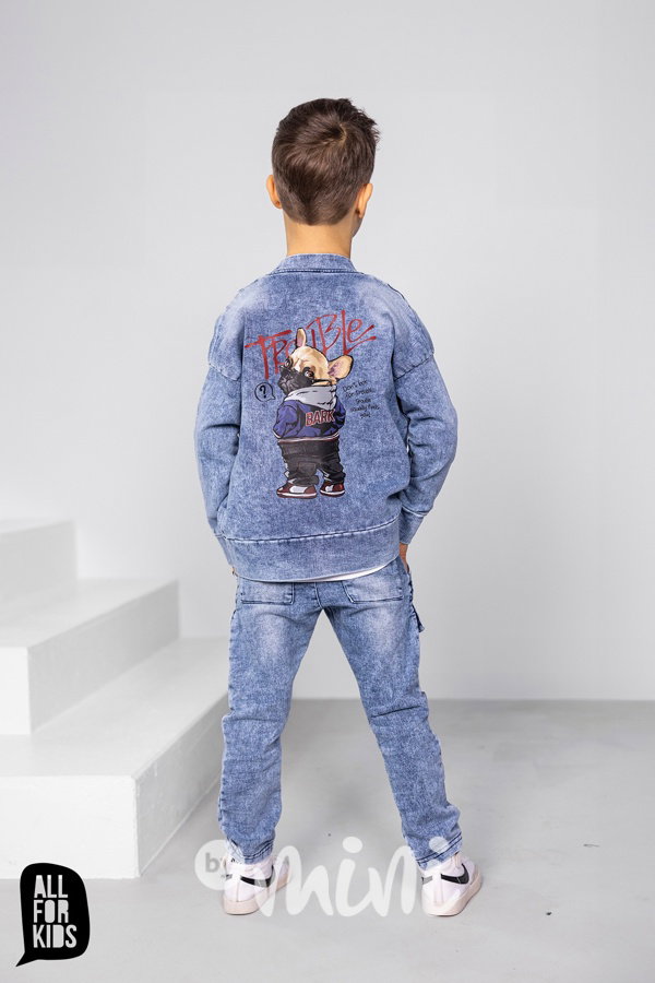 All for kids cargo denim kalhoty blue