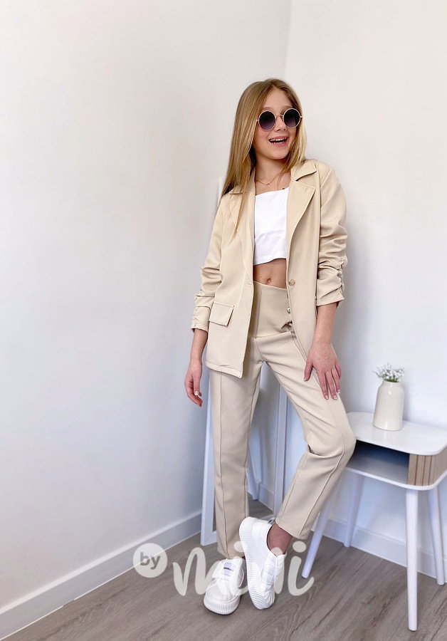 ELEGANT sako + kalhoty beige