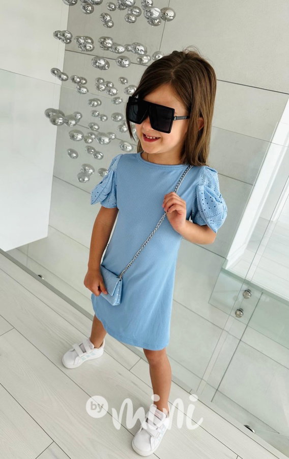 Mašličkové šaty s kabelkou baby blue