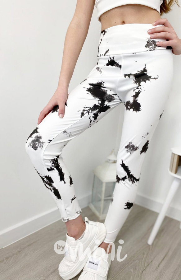 SPLASH crop top + legíny white/black