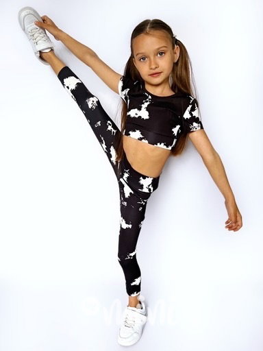 SPLASH crop top + legíny black/white
