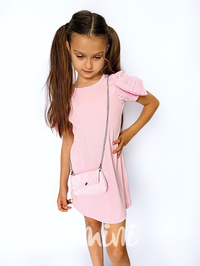 Mašličkové šaty s kabelkou sweet pink