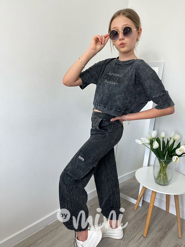 CREATE oversize blůzka acid wash black