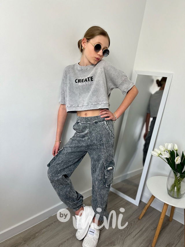 CREATE oversize blůzka acid wash grey