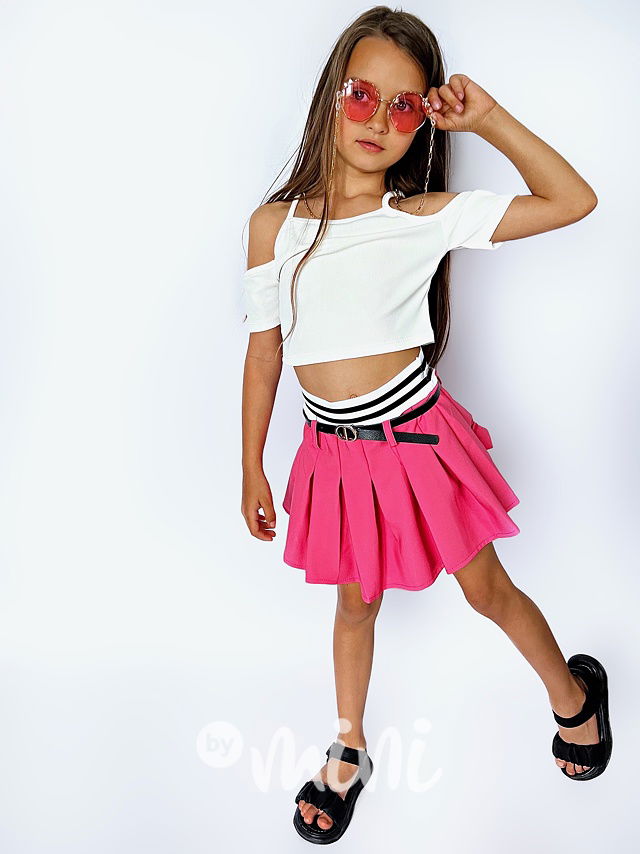 Růžová sukně s páskem