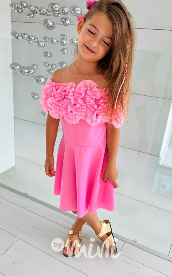 Maxi točivé šaty frill růžové