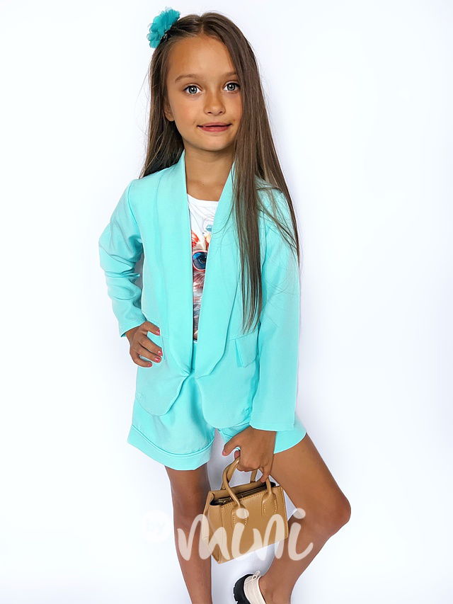 Společenský kostýmek tyrkys