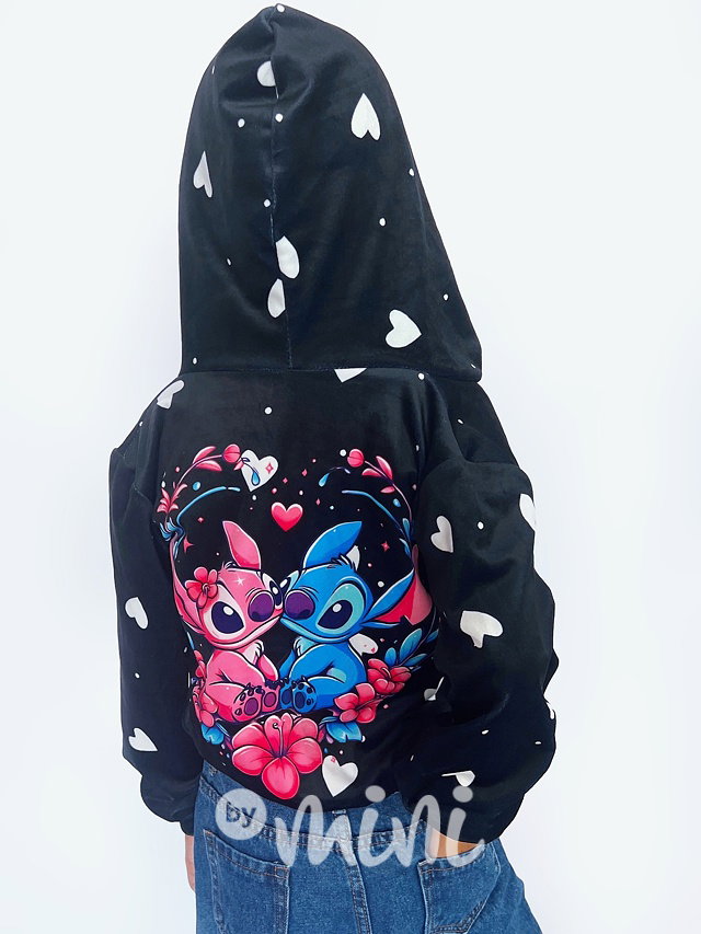 Lilo & Stitch velur mikina HEART black