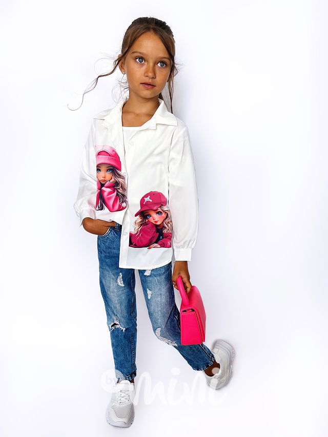 Cutie long košile white/pink