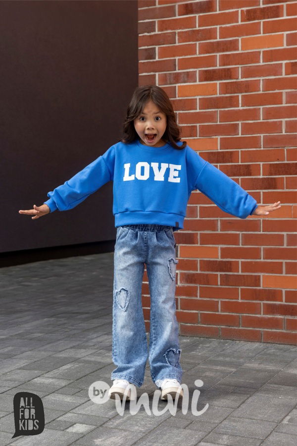 All for kids denim blue švédy heart