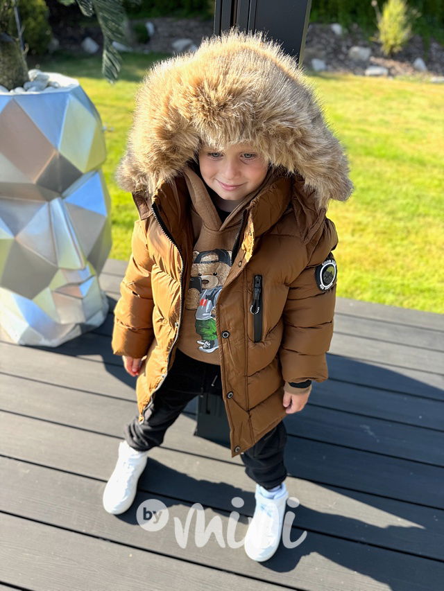 Zimní parka s kožíškem béžová