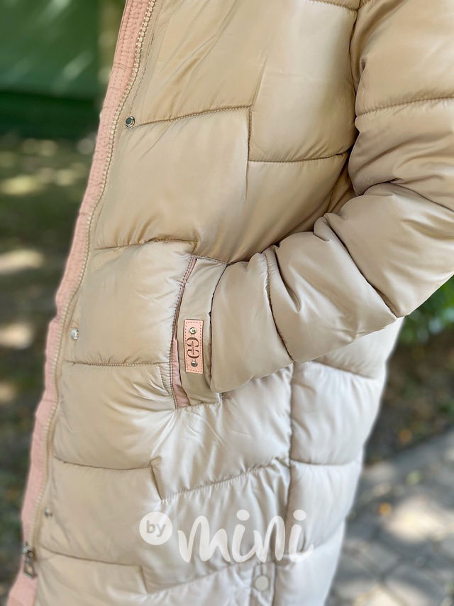 Ultra dlouhý zimní kabát béžový