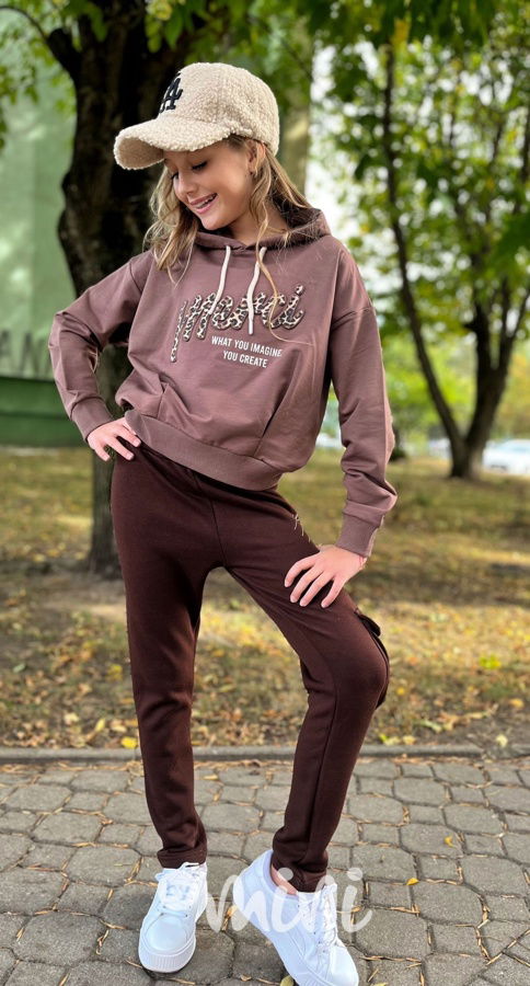 Zateplené tepláky Made with love hnědé