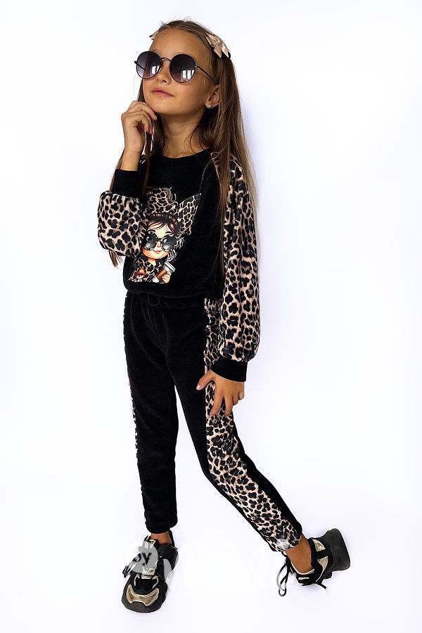 LEOPARD girl soft velur souprava