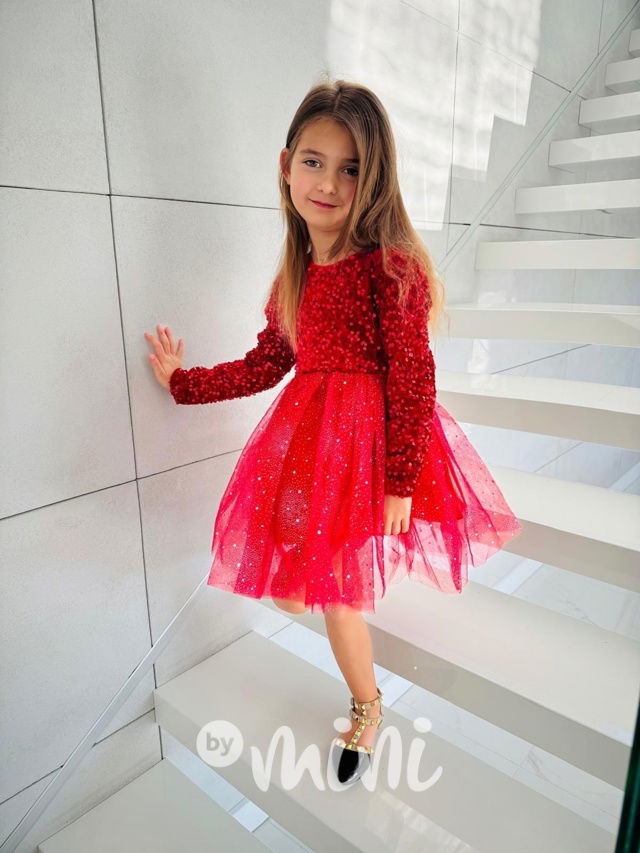 PREMIUM slavnostní šaty s flitry červené