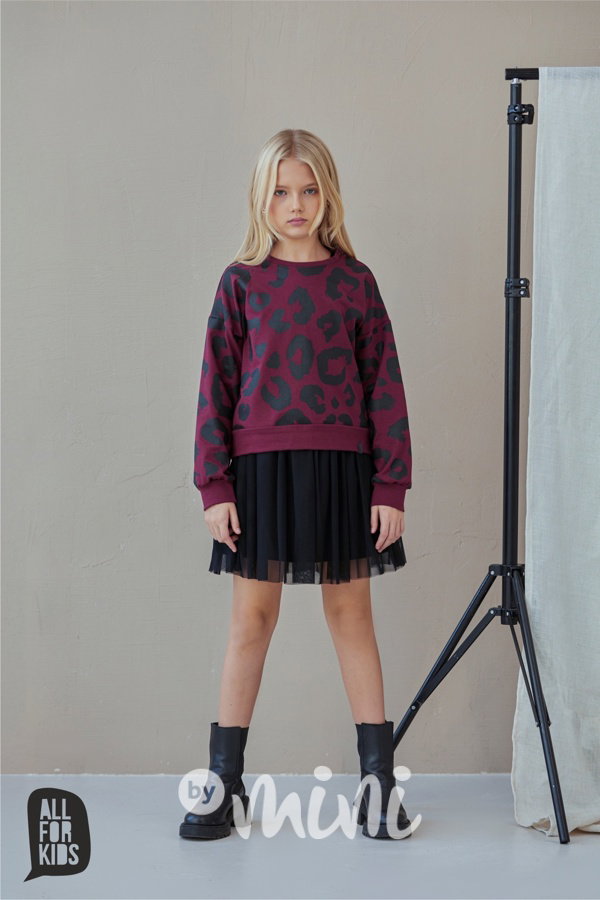 All for kids leopard mikina bordo