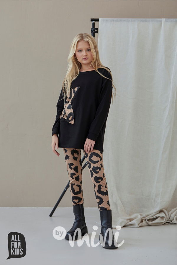 All for kids leopard legíny beige