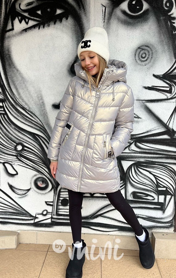 Zimní metalický kabát silver