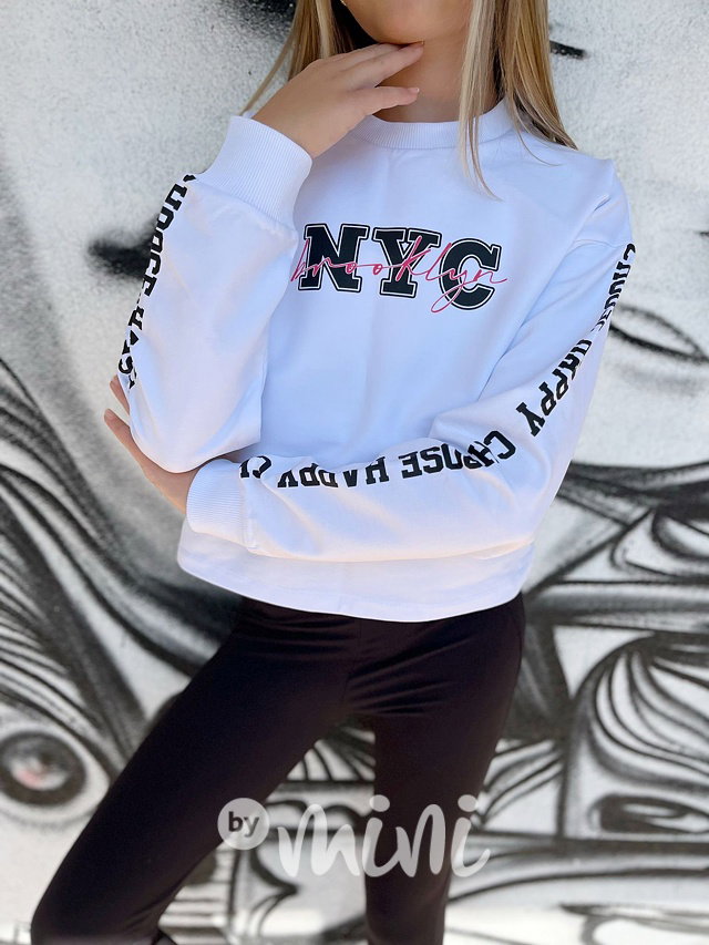 NYC crop mikina bílá