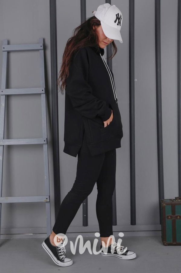Zateplená oversize relaxed mikina černá