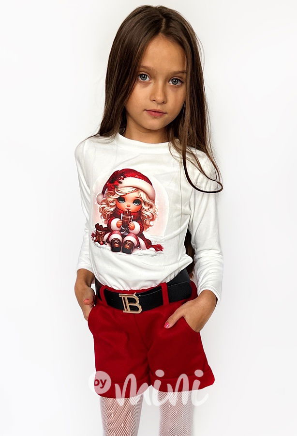 Teplé kraťasy s páskem červené