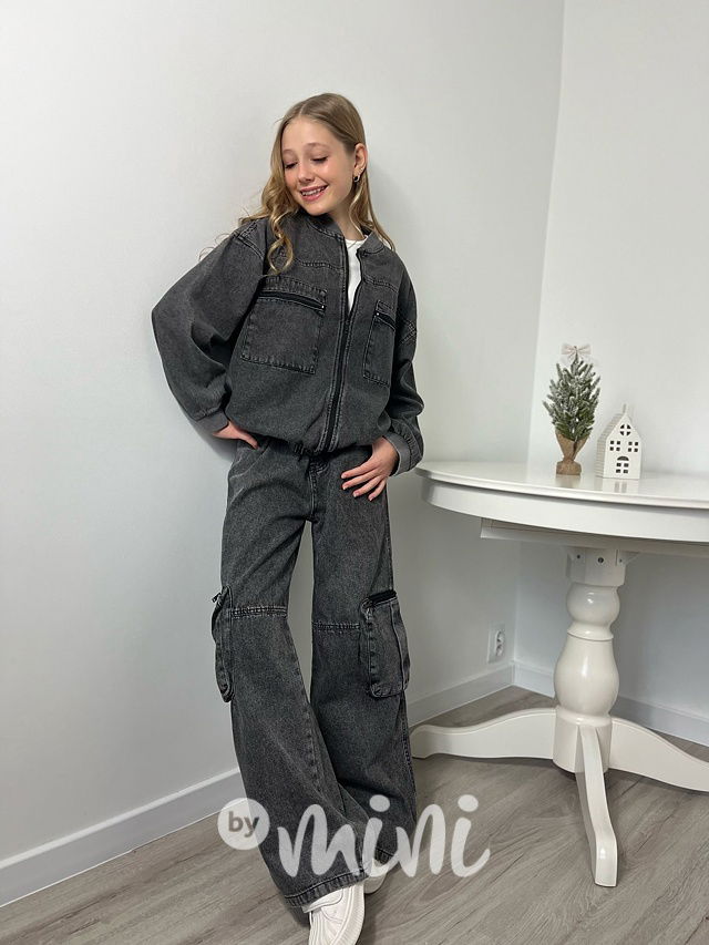 Oversize denim bunda + volné jeansy