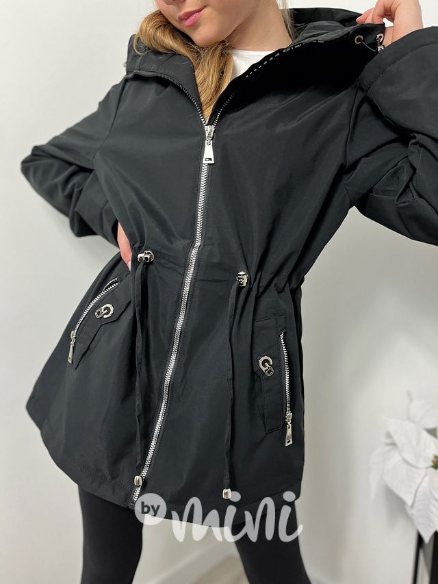 Jarní UNI parka klasická černá s kapucí