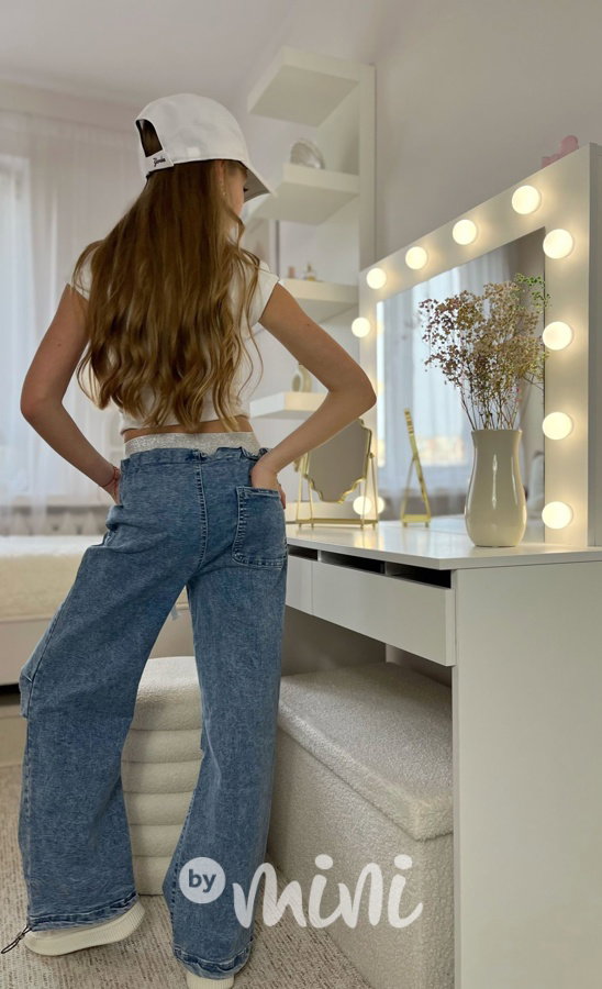Volné lounge jeansy se silver pasem