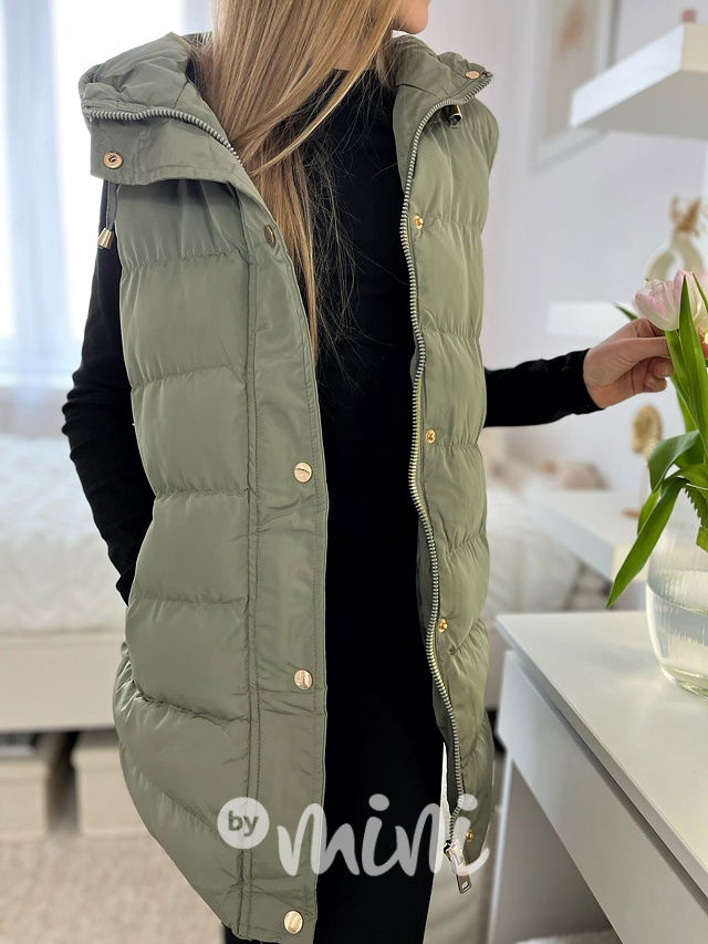 Jarní long vesta khaki