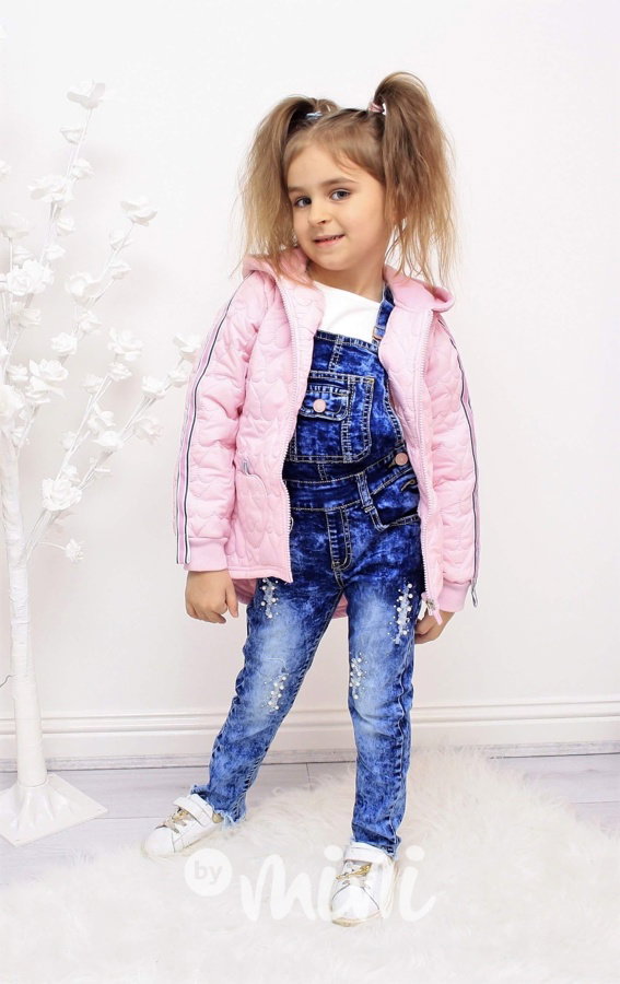 Baby pink heart prošívaný kabátek