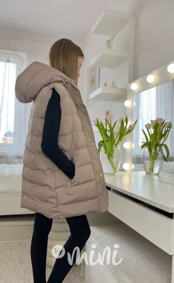 Jarní long vesta béžová