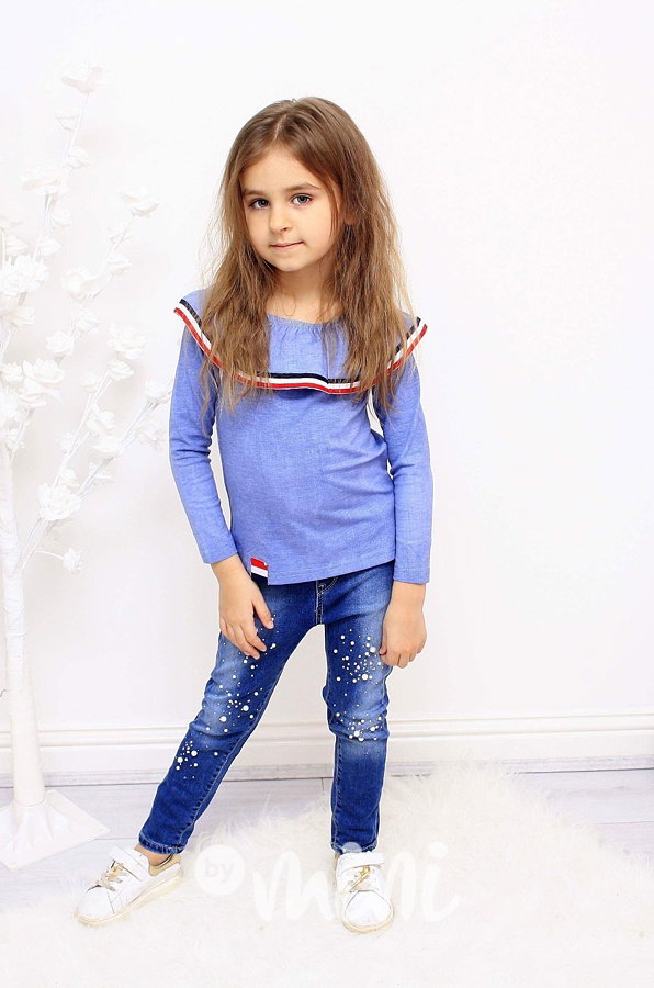 Stretch jeans s perličkami