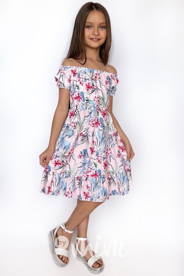 Květované šaty s bunny kabelkou pink