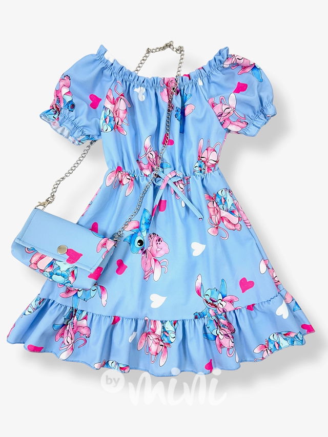 Lilo & Stitch letní šaty s kabelkou baby blue