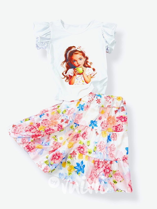 SUMMER květovaná sukně + blůzka