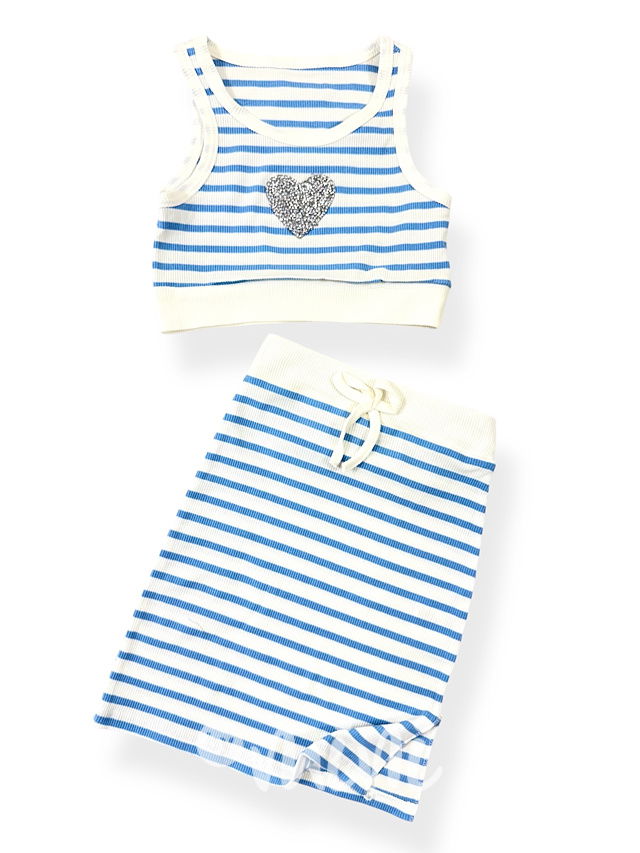 Pruhovaný summer set white/blue