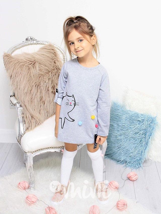 Pompon cat grey tunika