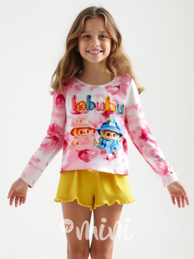 Labubu longsleeve žebrované triko FLOWER