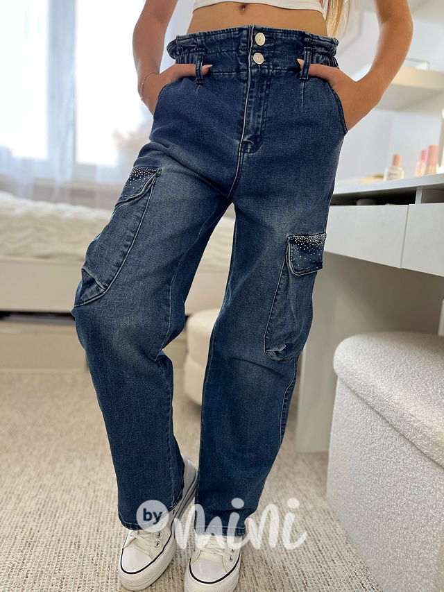 Volné cargo džíny s kamínky