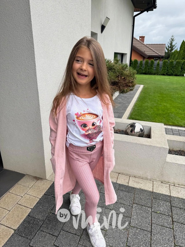 Podzimní dlouhý kardigan pink