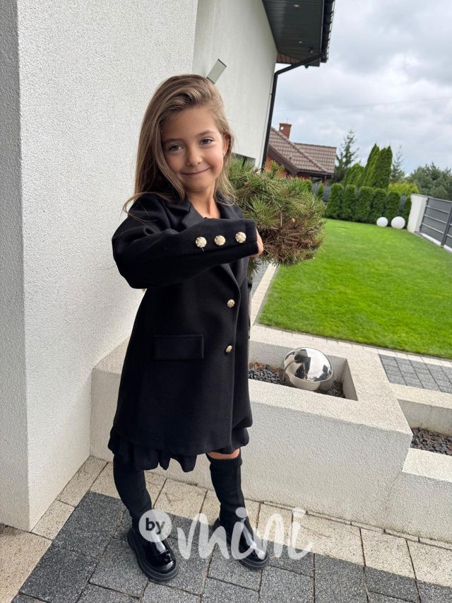 Flaušový kabátek college černý