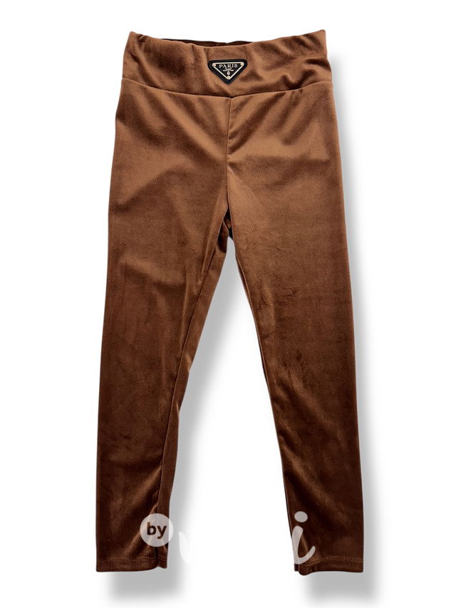 Soft velur teplé legíny čokoládové