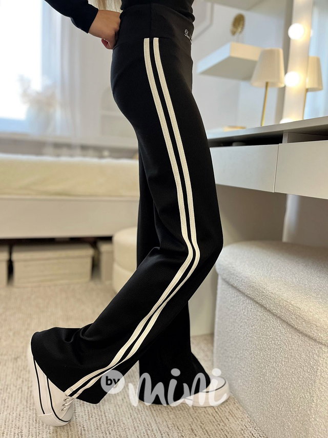 Žebrované volné relax kalhoty CHANCE černé