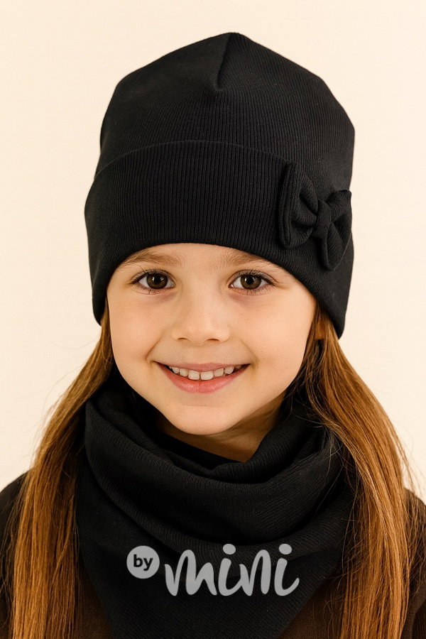 Mašličková čepice + šátek BLACK