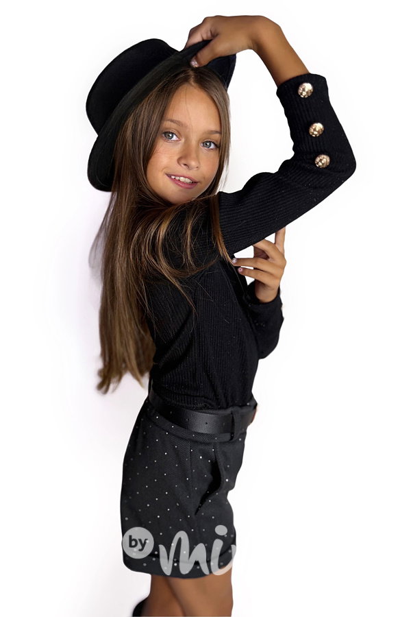 Černý stretch svetřík s knoflíčky