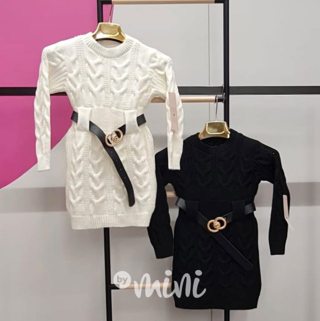 Svetrové šaty s páskem černé