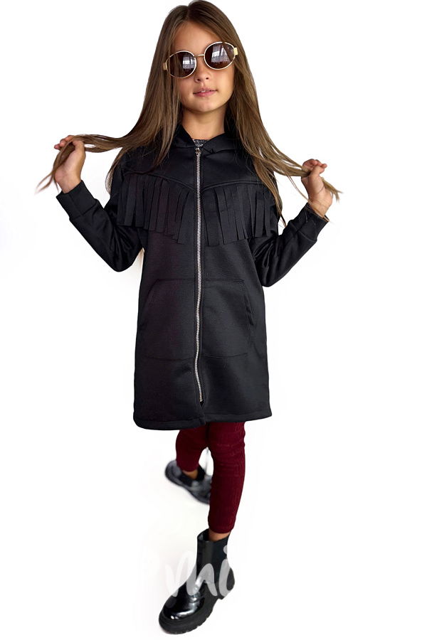 Maxi dlouhá mikina Western černá