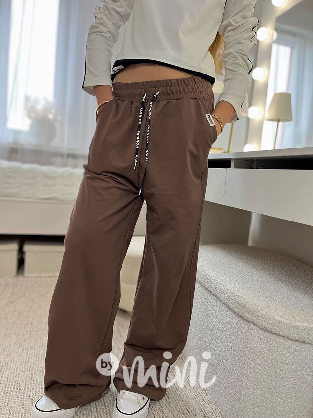 FASHION lounge volné tepláky chocolate